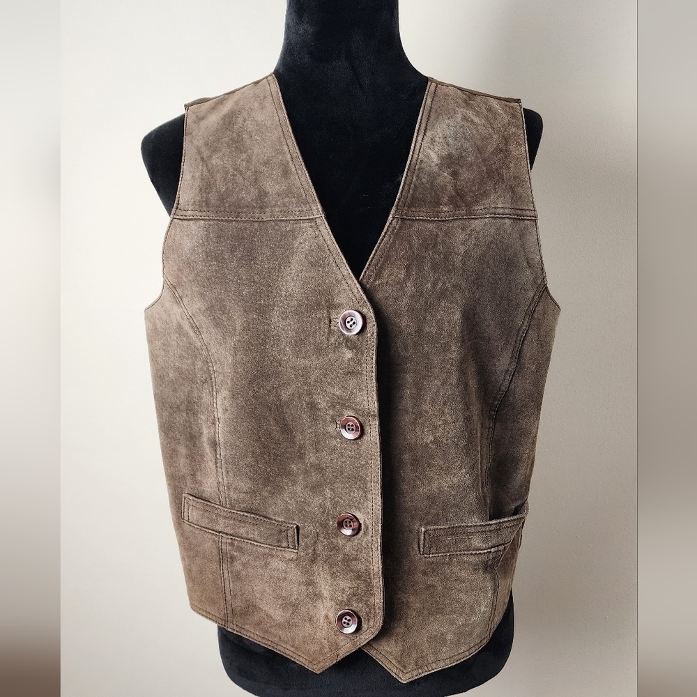 Vintage Route 66 Women's M Brown Suede Vest.